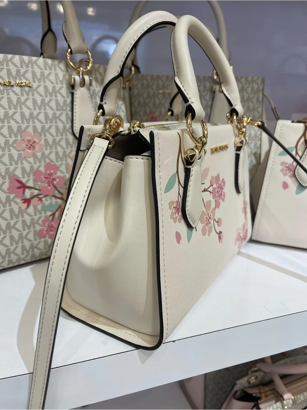 MICHAEL KORS Marilyn Small Embellished Satchel Crossbody Messenger Lt Cream NWT